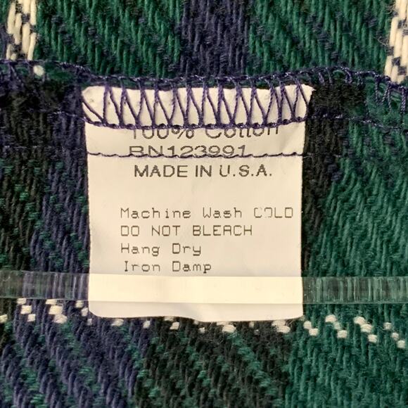 Size XL Green Blue Plaid Cotton Twill Button Down Collar Long Sleeve Shirt - Picture 5 of 5